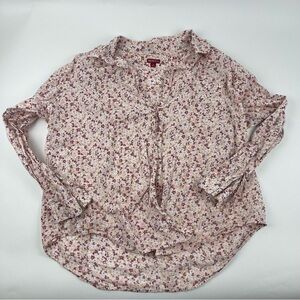 Merona Button Up Shirt Womens Juniors 3 Pink Floral